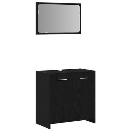 Bathroom Cabinet with Mirror Black Oak Engineered Wood