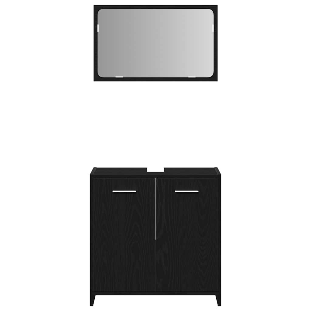 Bathroom Cabinet with Mirror Black Oak Engineered Wood