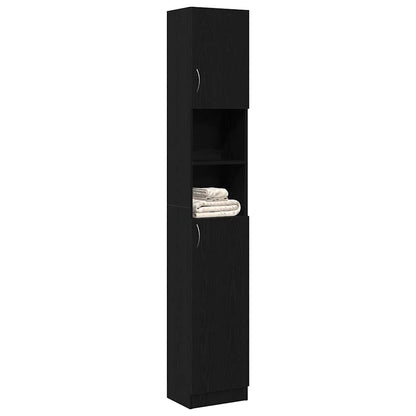 Bathroom Cabinet Black Oak 32x25.5x190 cm Engineered Wood