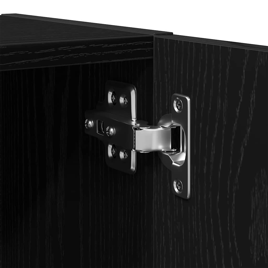 Bathroom Cabinet Black Oak 32x25.5x190 cm Engineered Wood