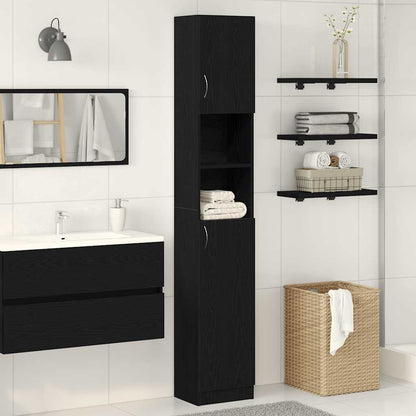 Bathroom Cabinet Black Oak 32x25.5x190 cm Engineered Wood