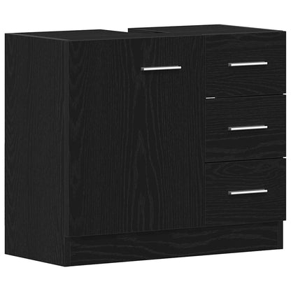 Sink Cabinet Black Oak 63x30x54 cm Engineered Wood