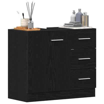 Sink Cabinet Black Oak 63x30x54 cm Engineered Wood