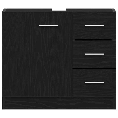 Sink Cabinet Black Oak 63x30x54 cm Engineered Wood