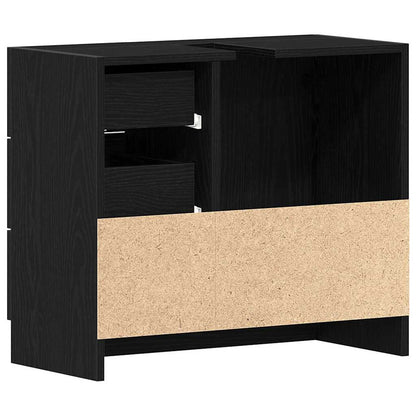 Sink Cabinet Black Oak 63x30x54 cm Engineered Wood