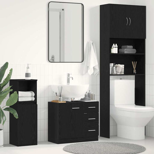 Sink Cabinet Black Oak 63x30x54 cm Engineered Wood