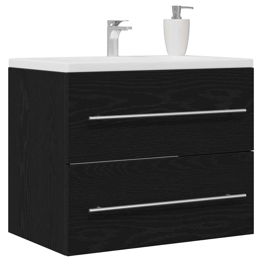 Bathroom Sink Cabinet Black Oak 60x38.5x48 cm Engineered Wood