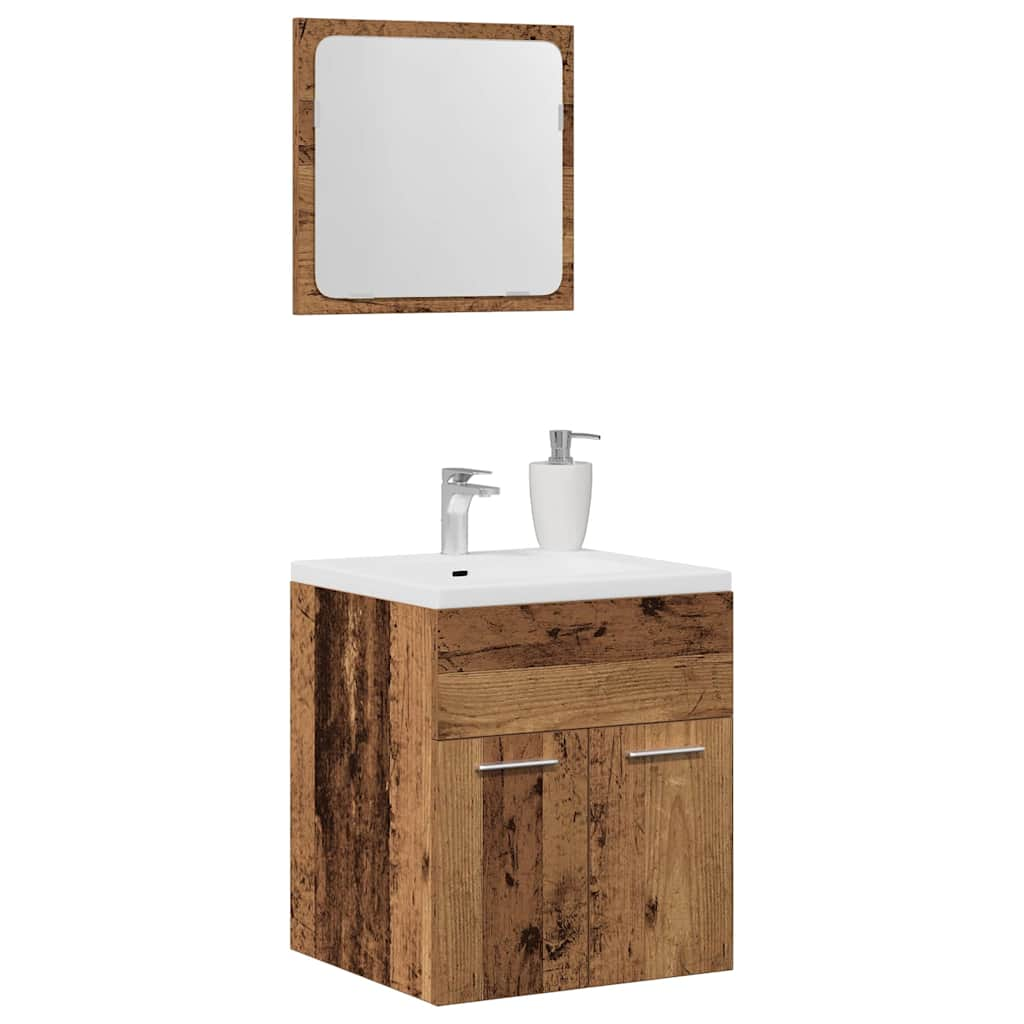 2 Piece Bathroom Furniture Set Old Wood Engineered Wood