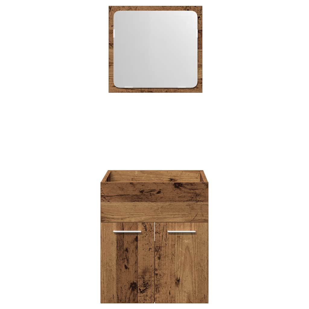 2 Piece Bathroom Furniture Set Old Wood Engineered Wood