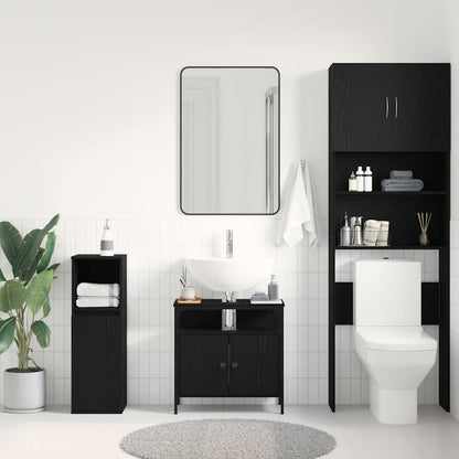 Bathroom Sink Cabinet Black Oak 60x30x60 cm Engineered Wood