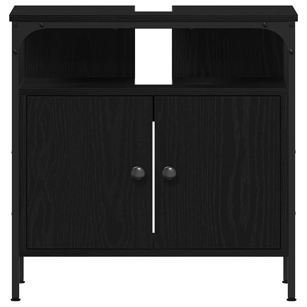 Bathroom Sink Cabinet Black Oak 60x30x60 cm Engineered Wood