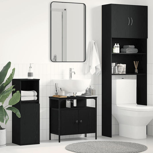 Bathroom Sink Cabinet Black Oak 60x30x60 cm Engineered Wood