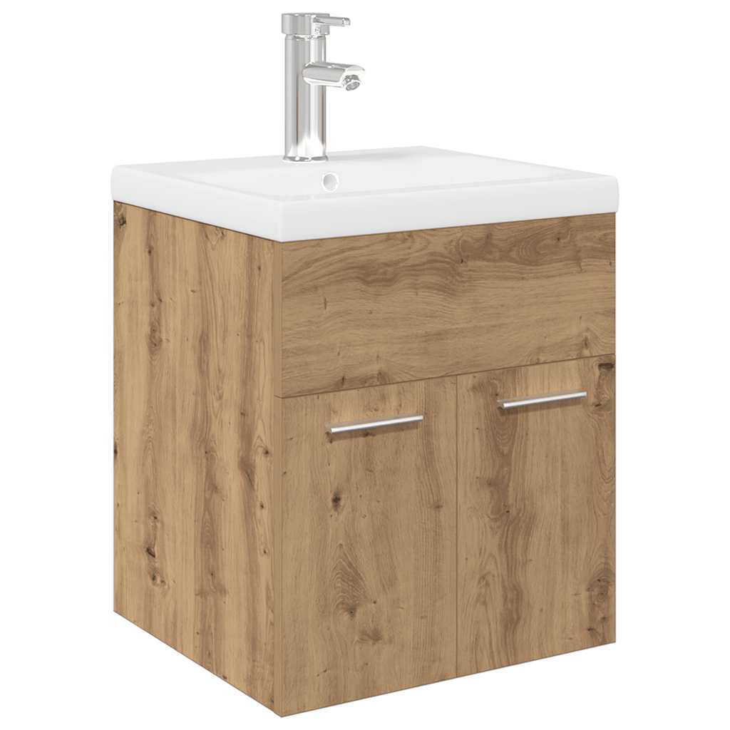 Sink Cabinet with Built-in Basin and Faucet Artisan Oak