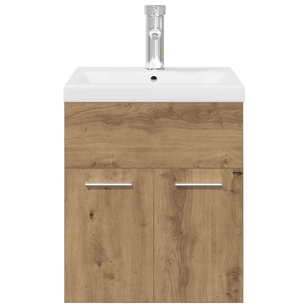 Sink Cabinet with Built-in Basin and Faucet Artisan Oak