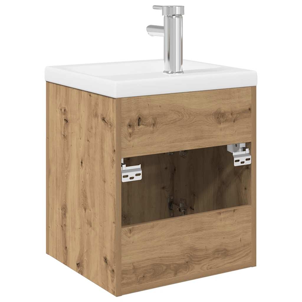 Sink Cabinet with Built-in Basin and Faucet Artisan Oak