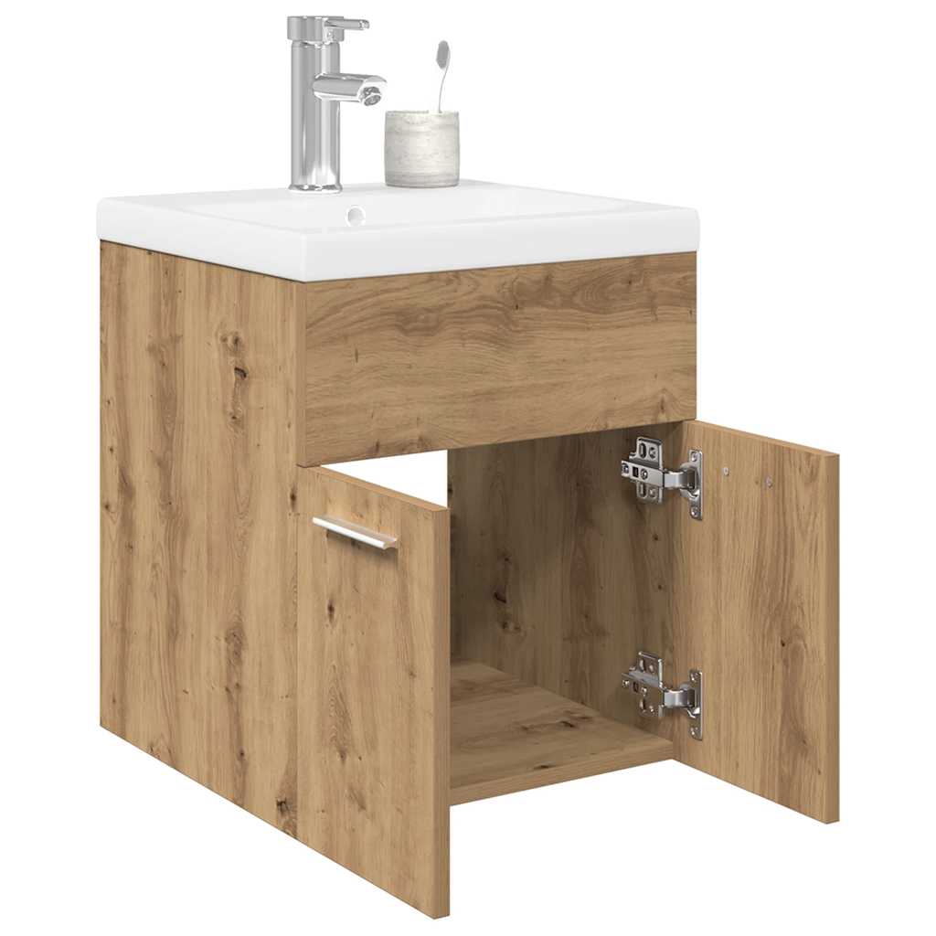 Sink Cabinet with Built-in Basin and Faucet Artisan Oak