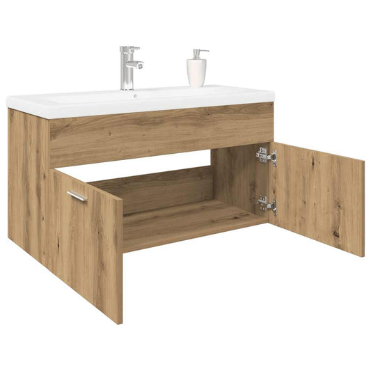 Sink Cabinet with Built-in Basin Artisan Oak Engineered Wood