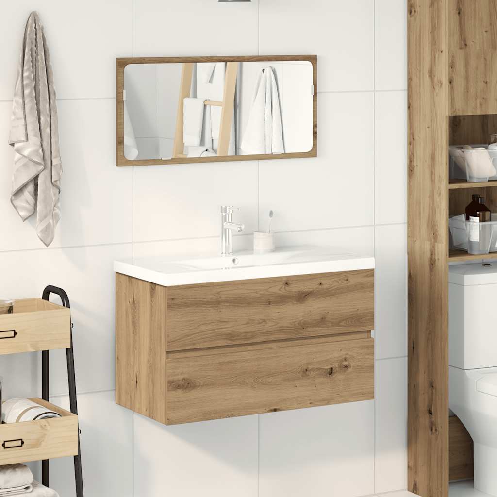 3 Piece Bathroom Furniture Set Artisan Oak Engineered Wood