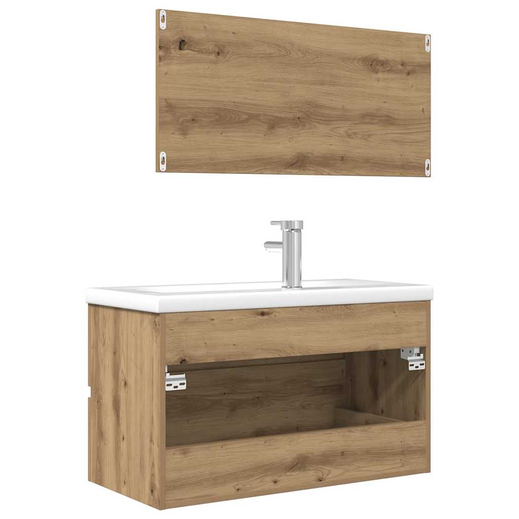 3 Piece Bathroom Furniture Set Artisan Oak Engineered Wood