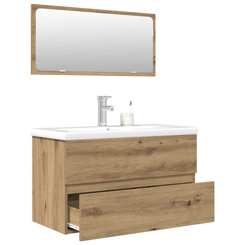 3 Piece Bathroom Furniture Set Artisan Oak Engineered Wood