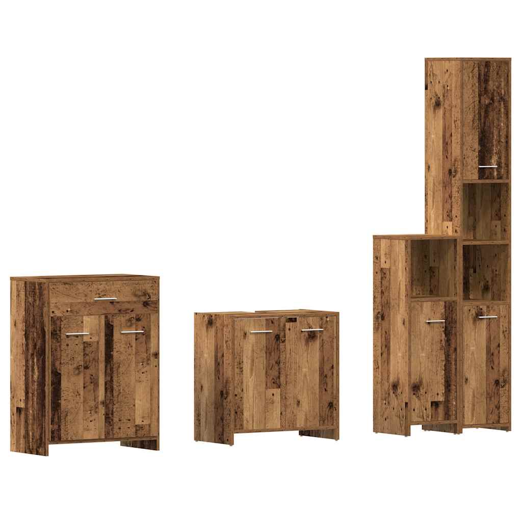 4 Piece Bathroom Furniture Set Old Wood Engineered Wood