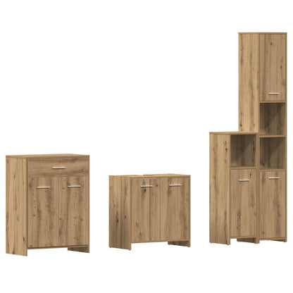 4 Piece Bathroom Furniture Set Artisan Oak Engineered Wood