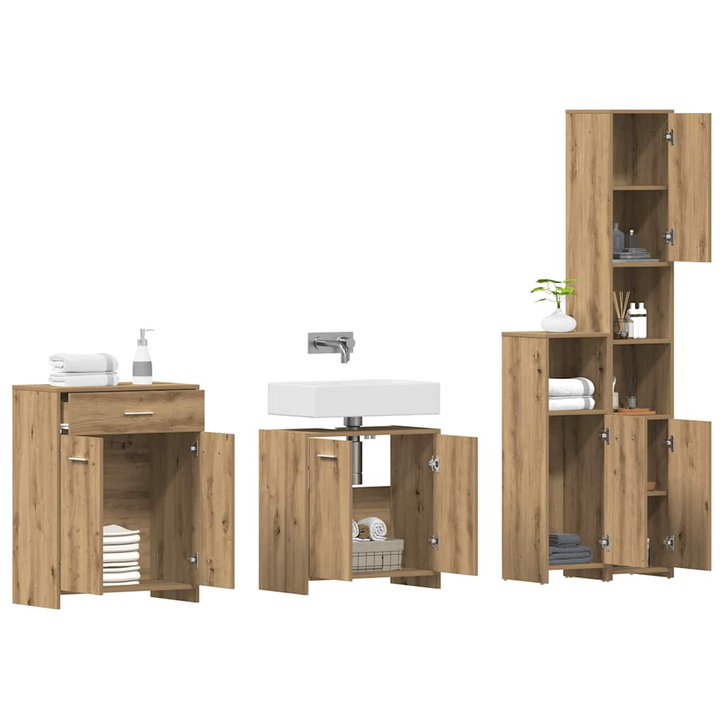 4 Piece Bathroom Furniture Set Artisan Oak Engineered Wood