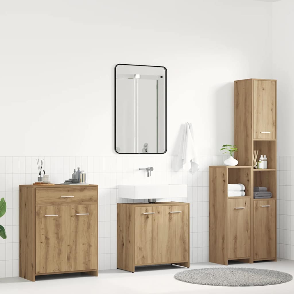 4 Piece Bathroom Furniture Set Artisan Oak Engineered Wood