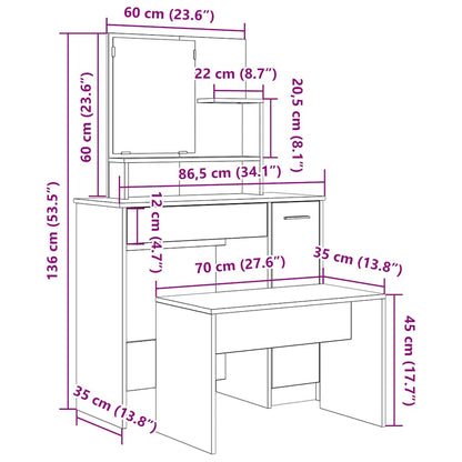 Dressing Table Set Old Wood Engineered Wood - Bend