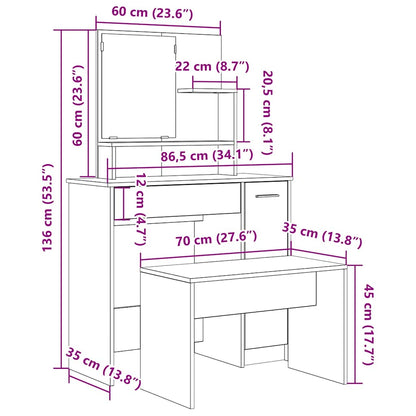 Dressing Table Set Artisan Oak Engineered Wood - Bend