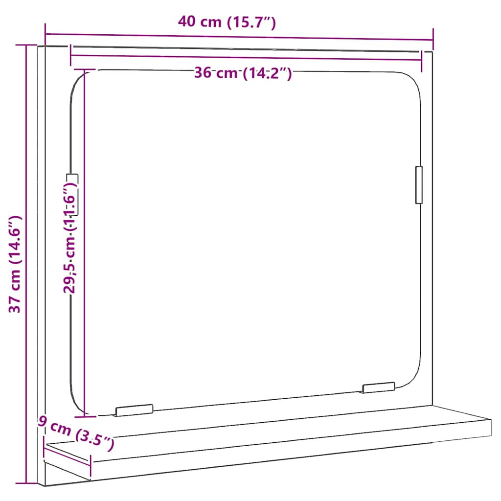 Bathroom Mirror Black Oak 40x10.5x37 cm Engineered Wood