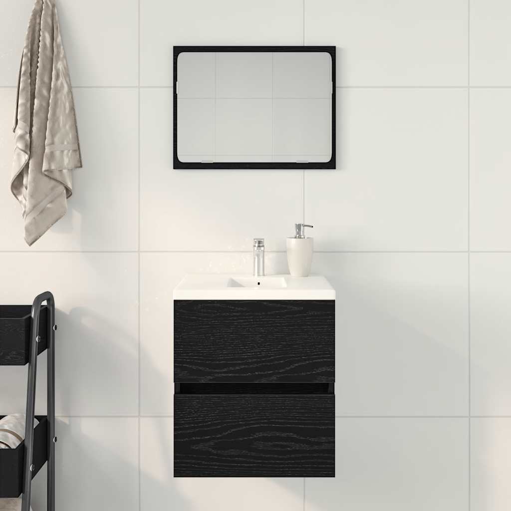 Bathroom Sink Cabinet Black Oak 41x38.5x45 cm Engineered Wood