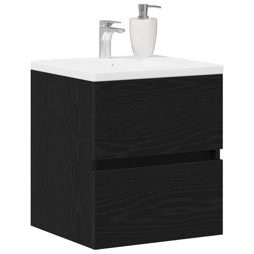 Bathroom Sink Cabinet Black Oak 41x38.5x45 cm Engineered Wood