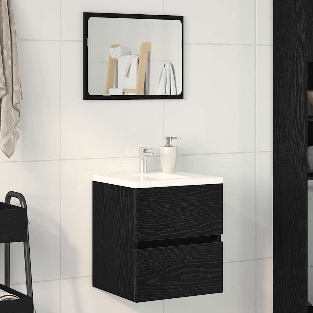 Bathroom Sink Cabinet Black Oak 41x38.5x45 cm Engineered Wood