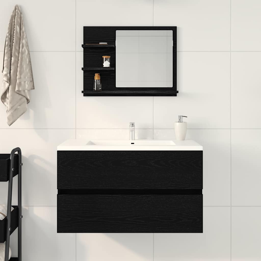 Bathroom Mirror Black Oak 60x10.5x45 cm Engineered Wood