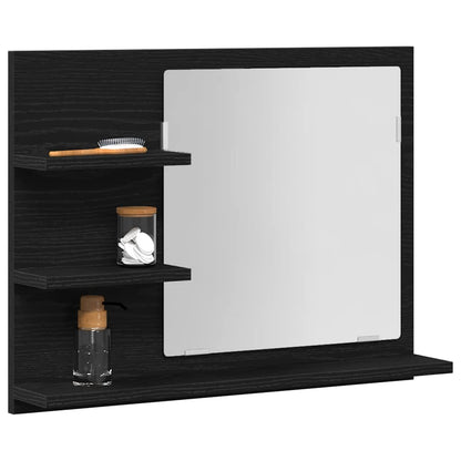 Bathroom Mirror Black Oak 60x10.5x45 cm Engineered Wood