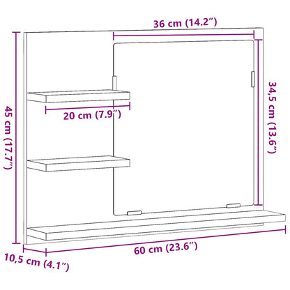 Bathroom Mirror Black Oak 60x10.5x45 cm Engineered Wood