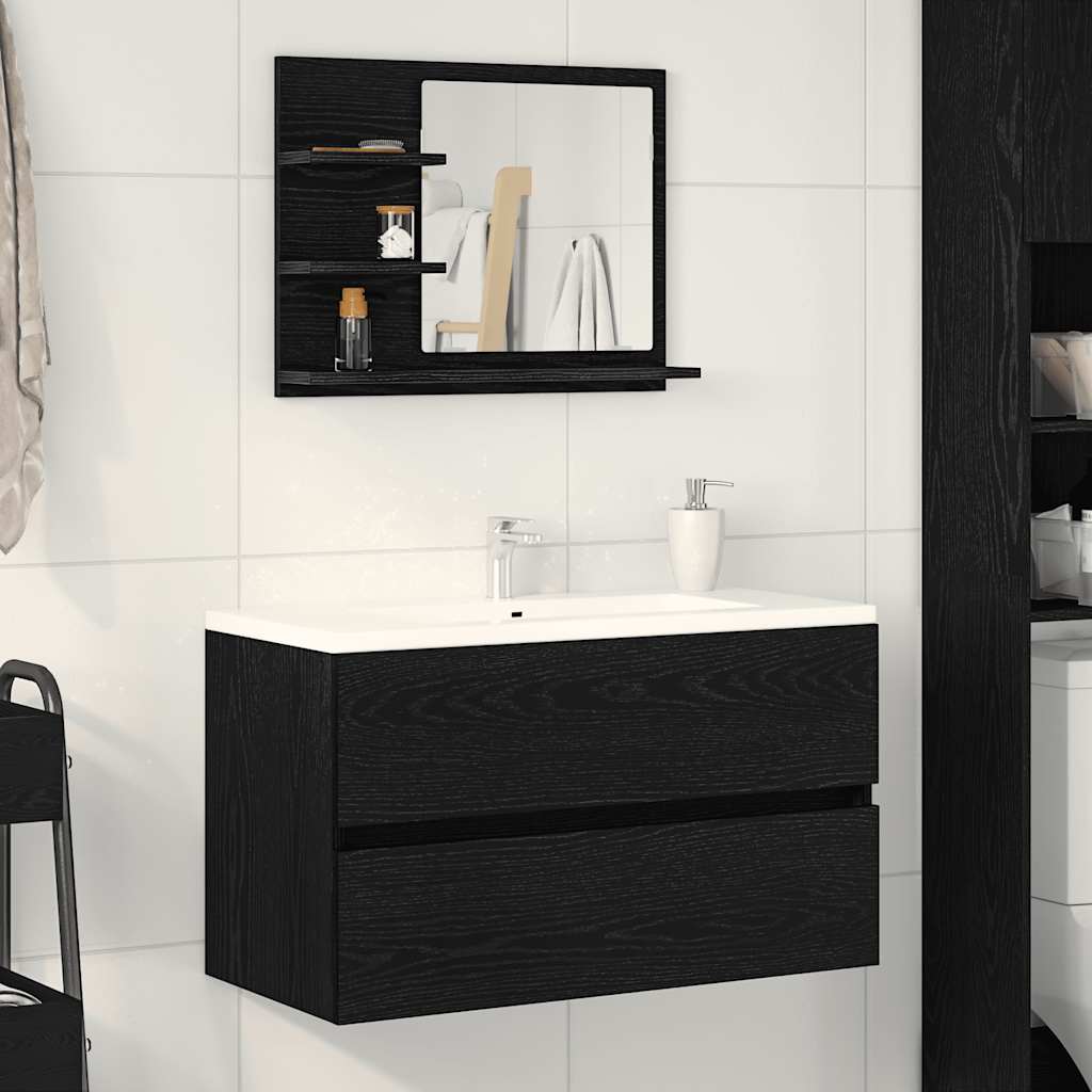 Bathroom Mirror Black Oak 60x10.5x45 cm Engineered Wood