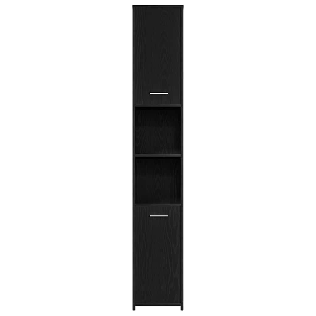 Bathroom Cabinet Black Oak 30x30x183.5 cm Engineered Wood