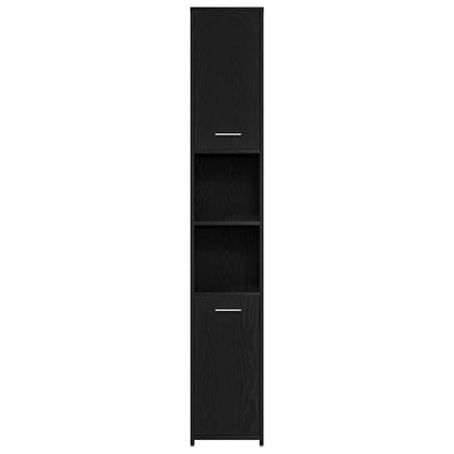 Bathroom Cabinet Black Oak 30x30x183.5 cm Engineered Wood