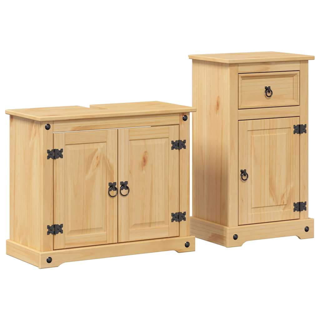 2 Piece Bathroom Furniture Set Corona Solid Wood Pine