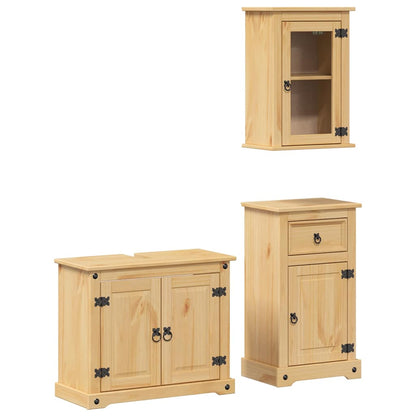 3 Piece Bathroom Furniture Set Corona Solid Wood Pine