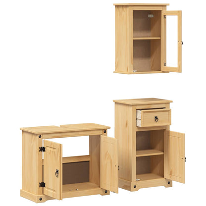 3 Piece Bathroom Furniture Set Corona Solid Wood Pine