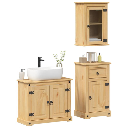 3 Piece Bathroom Furniture Set Corona Solid Wood Pine