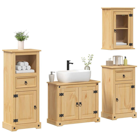 4 Piece Bathroom Furniture Set Corona Solid Wood Pine