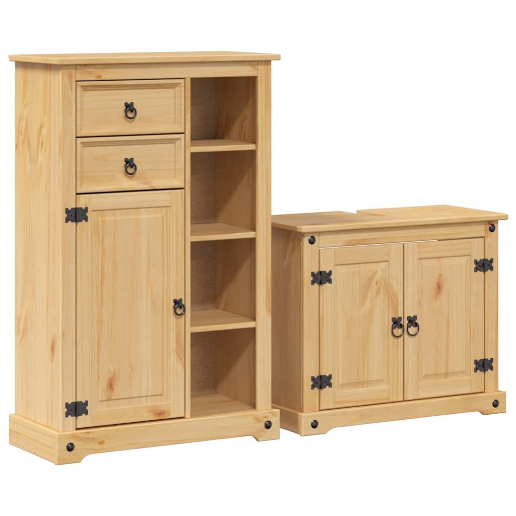 2 Piece Bathroom Furniture Set Corona Solid Wood Pine