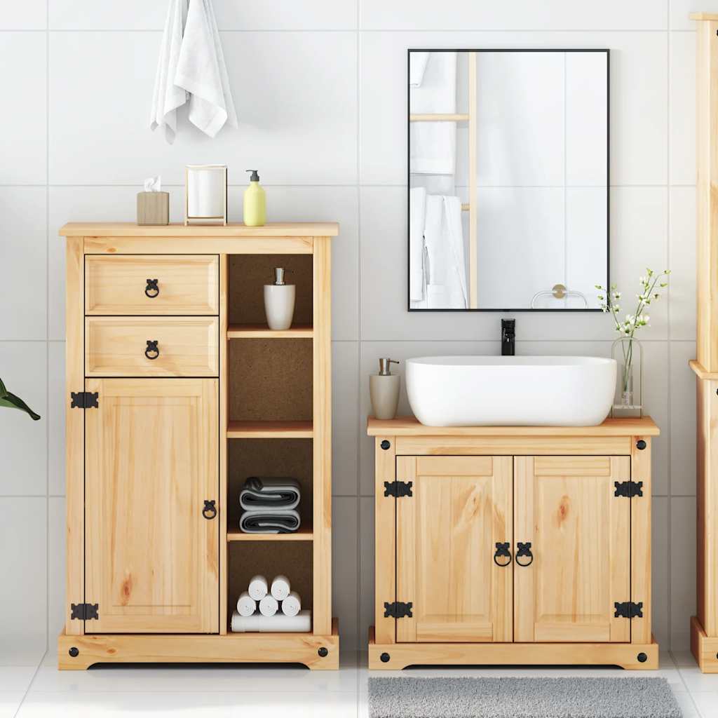 2 Piece Bathroom Furniture Set Corona Solid Wood Pine