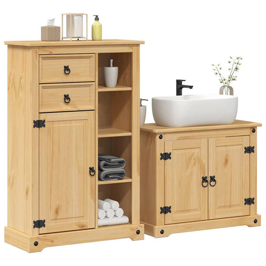 2 Piece Bathroom Furniture Set Corona Solid Wood Pine