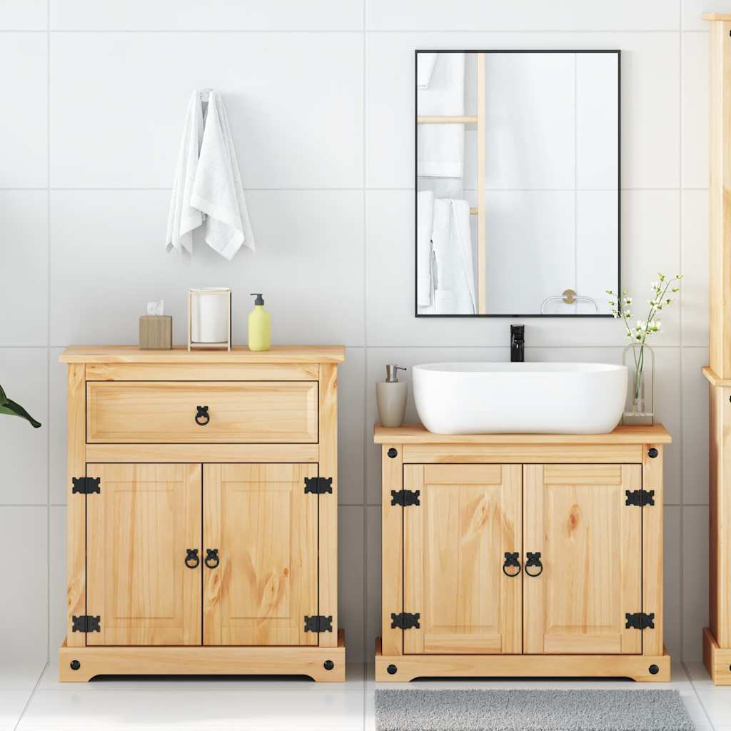 2 Piece Bathroom Furniture Set Corona Solid Wood Pine