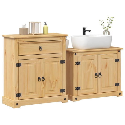 2 Piece Bathroom Furniture Set Corona Solid Wood Pine